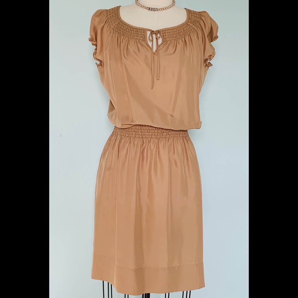 Talbots Petites Smocked Silk Dress Petite MP, NWT - Picture 3 of 7